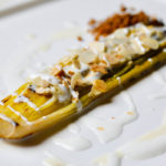 Porro Brasato Con Burro Alle Mandorle Pane Alla Liquirizia e Chantilly Al Fior Di Sale